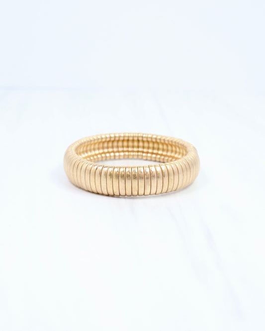 Terni Ribbed Stretch Bracelet Worn Gold