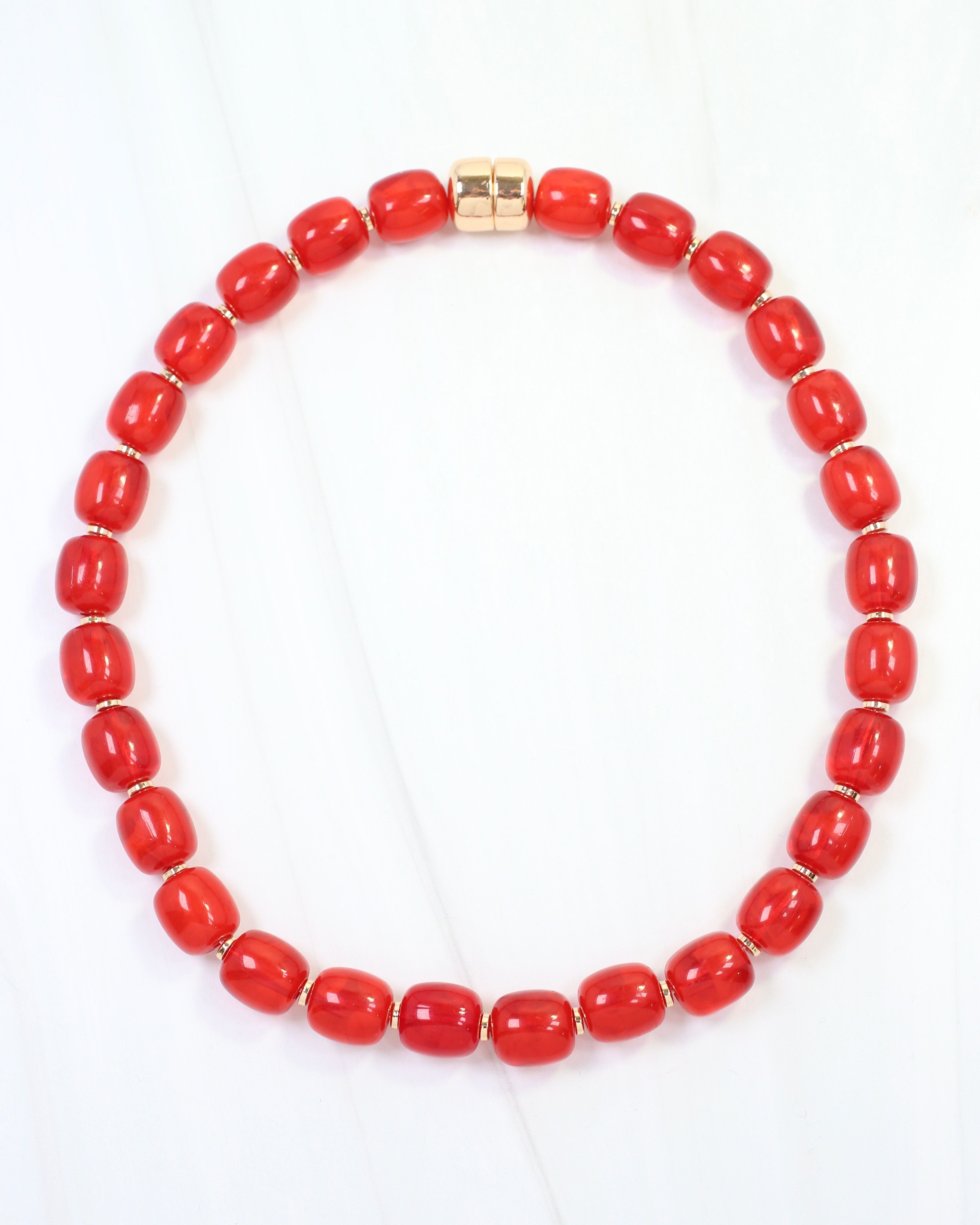 Karsyn Beaded Magnetic Necklace Red – Caroline Hill