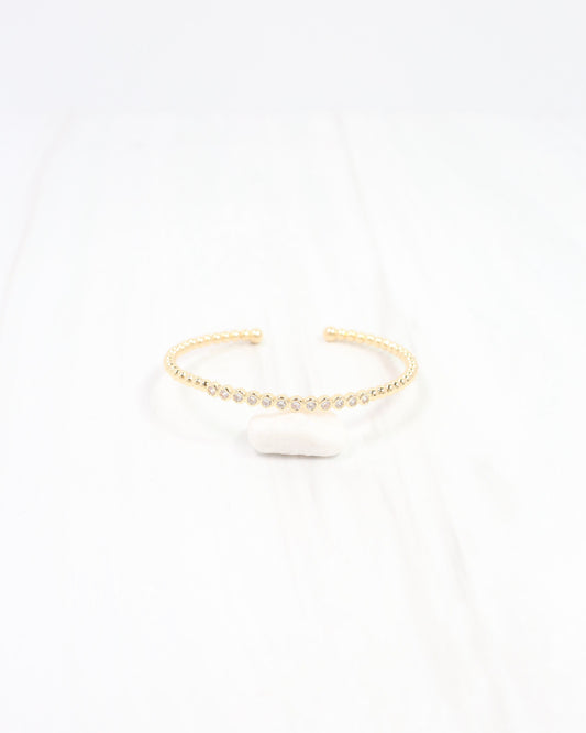 Gia CZ Beaded Cuff Bracelet WR Gold