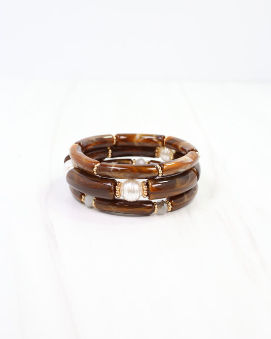 Leavenworth Stretch Bracelet Set Brown