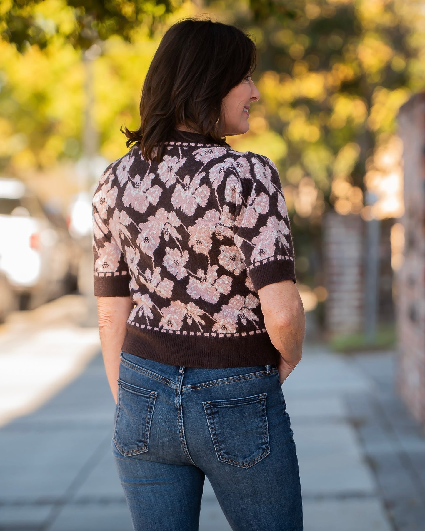 Glenhaven Floral Sweater-Brown