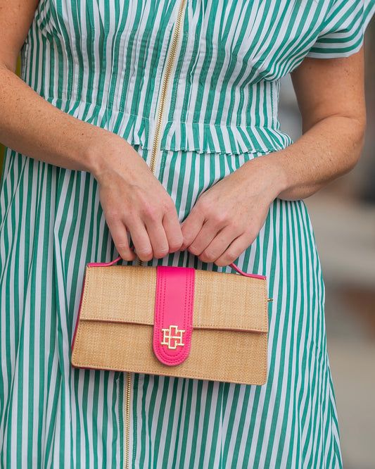 Waverly Clutch Natural Hot Pink