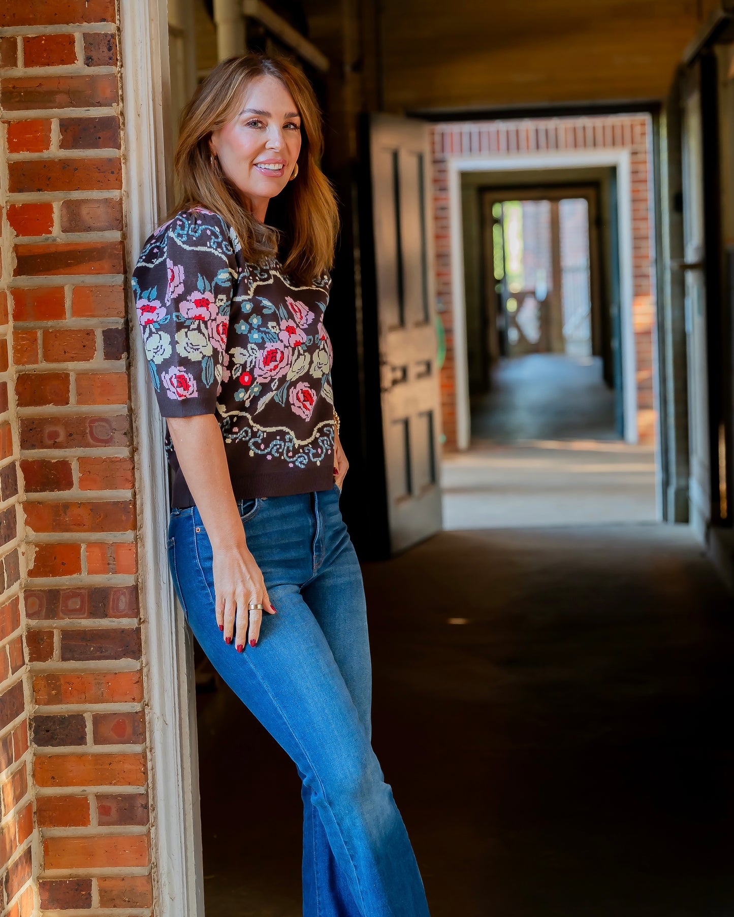 Rose Show Brown Puff Sleeve Sweater