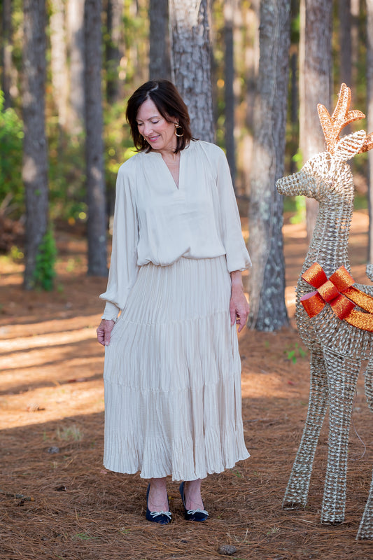 Courtney Ecru Long Sleeve Blouse