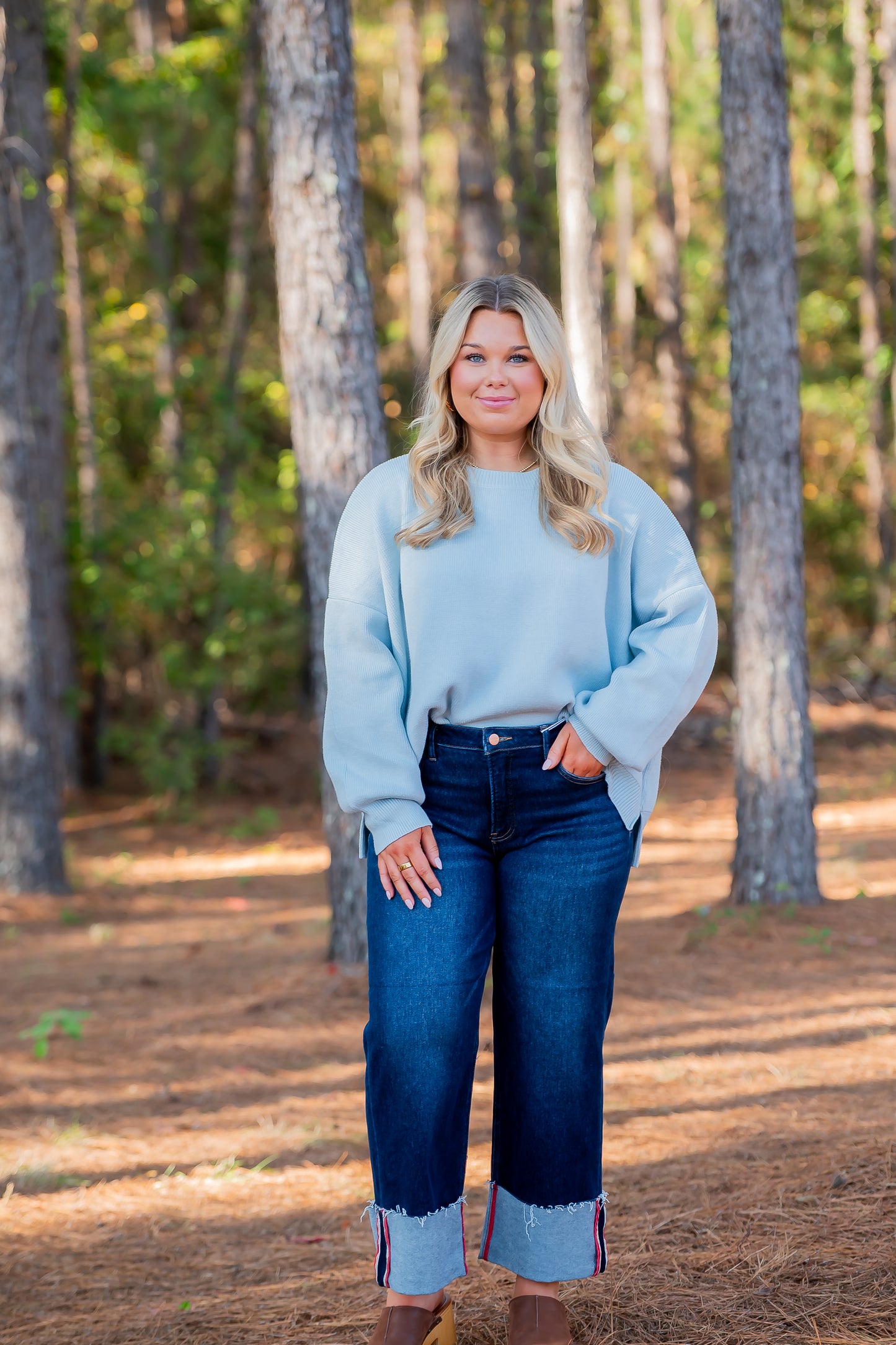 Ryder Crew Neck Sweater - Soft Blue