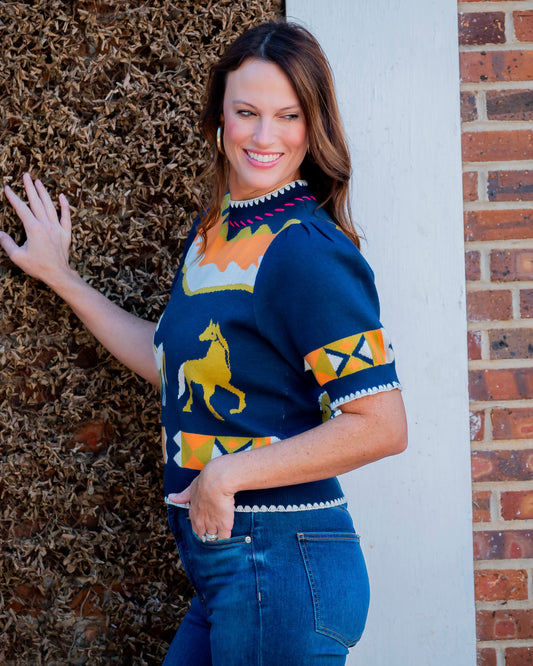 Aiken Horse Detail Top