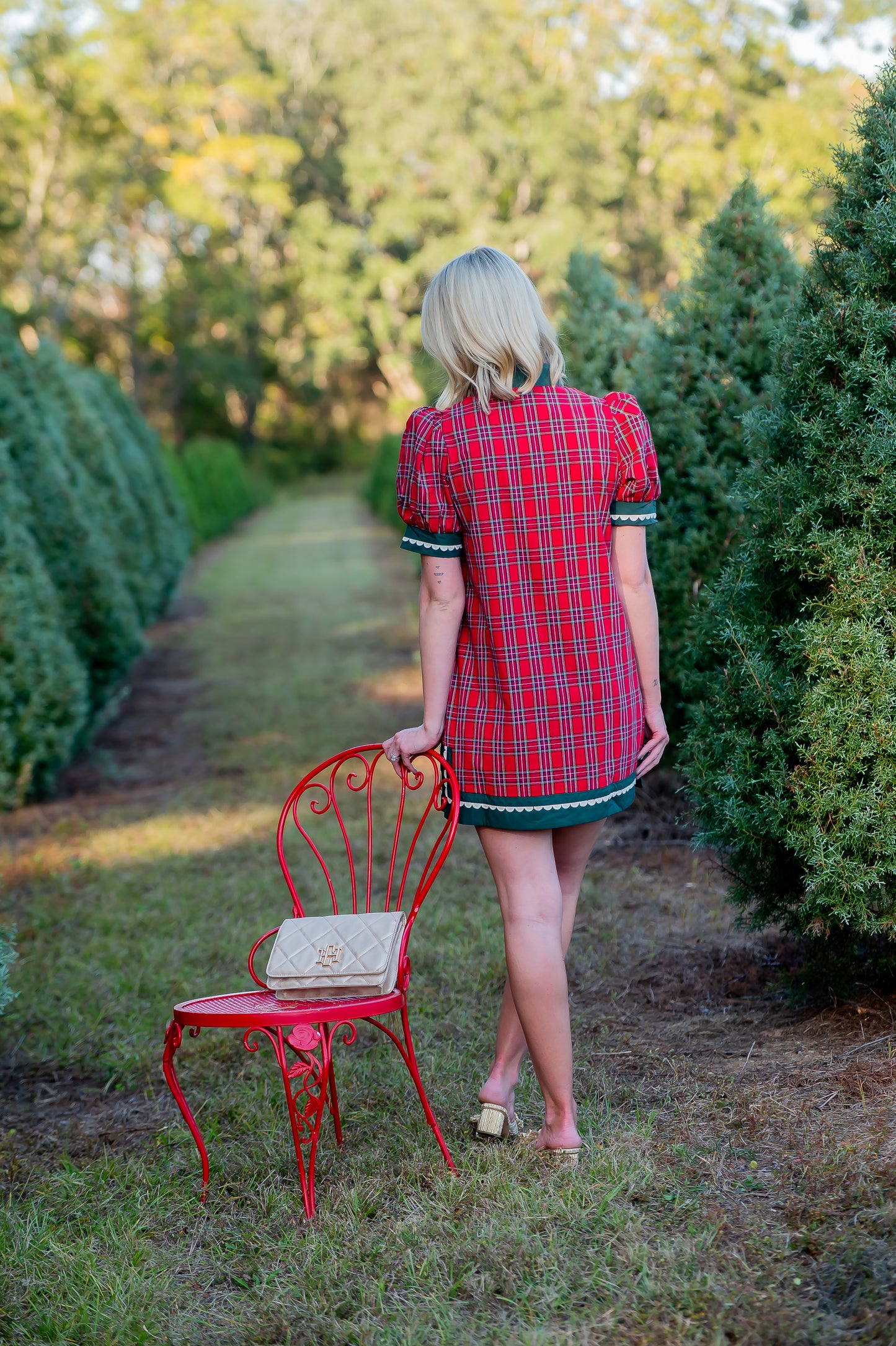 Noel Plaid Puff Sleeve Dress