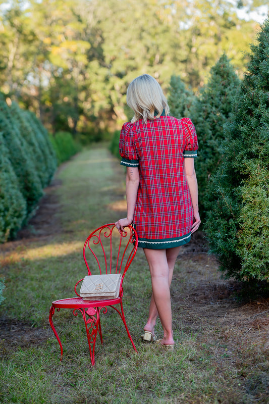 Noel Plaid Puff Sleeve Dress