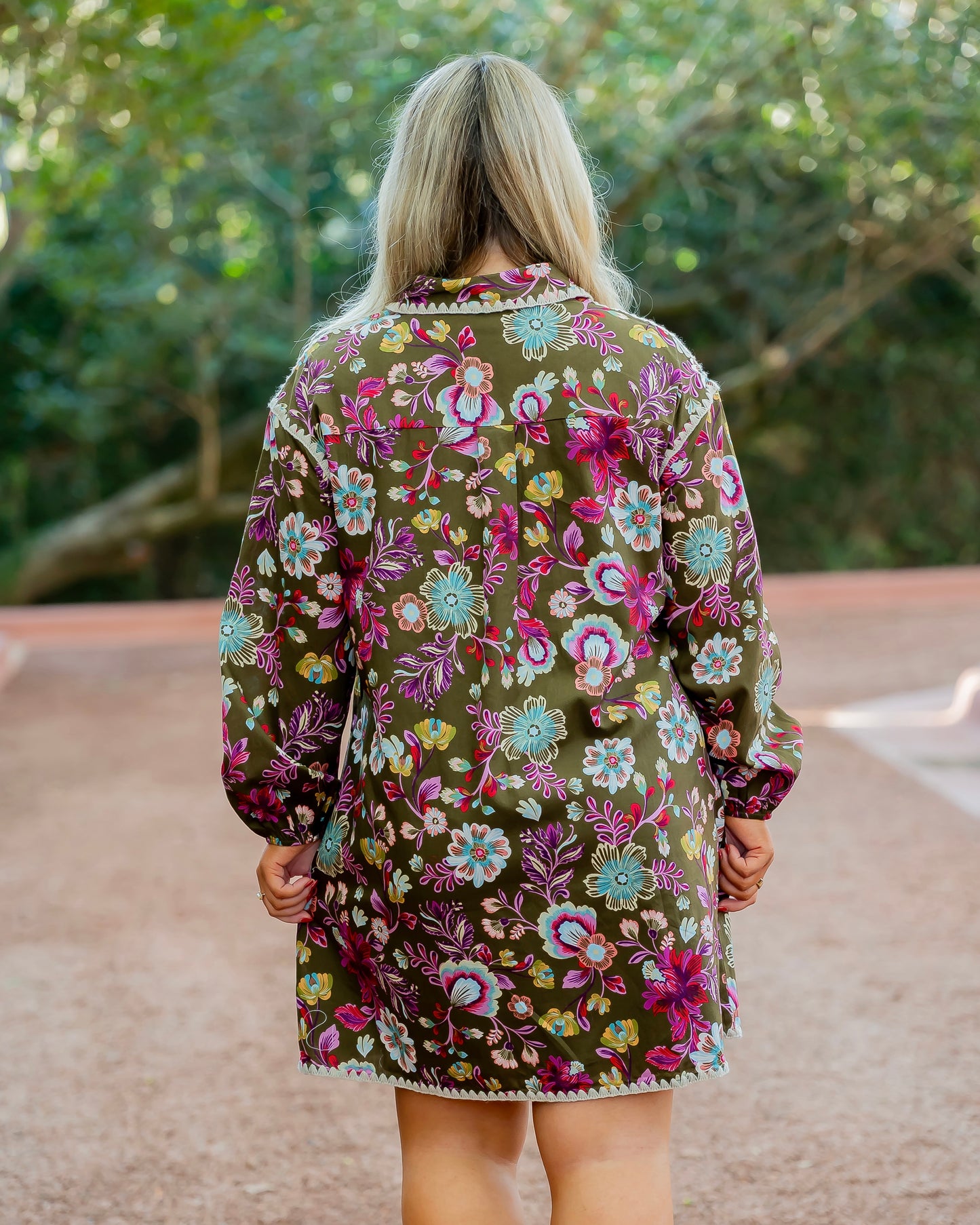 Abbeville Floral Dress-Ash Olive