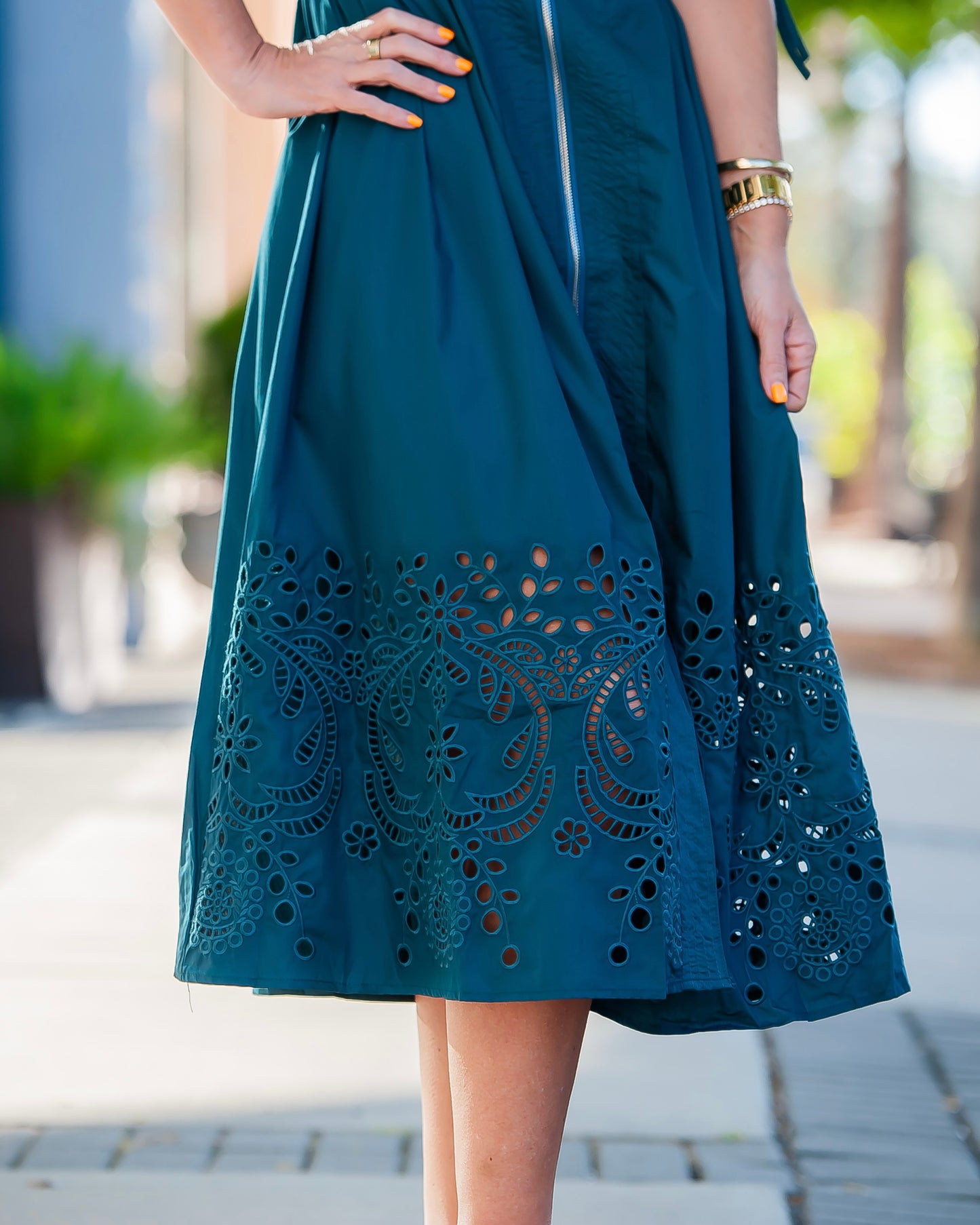 Stewart Puff Sleeve Midi Dress-Teal