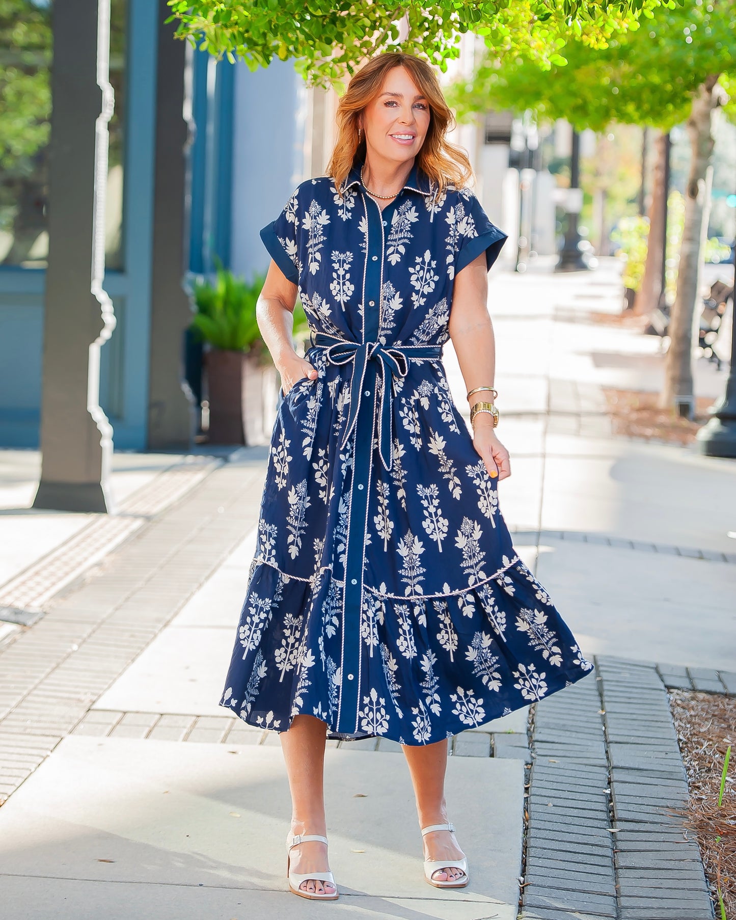 Britton Botanical Midi- Navy