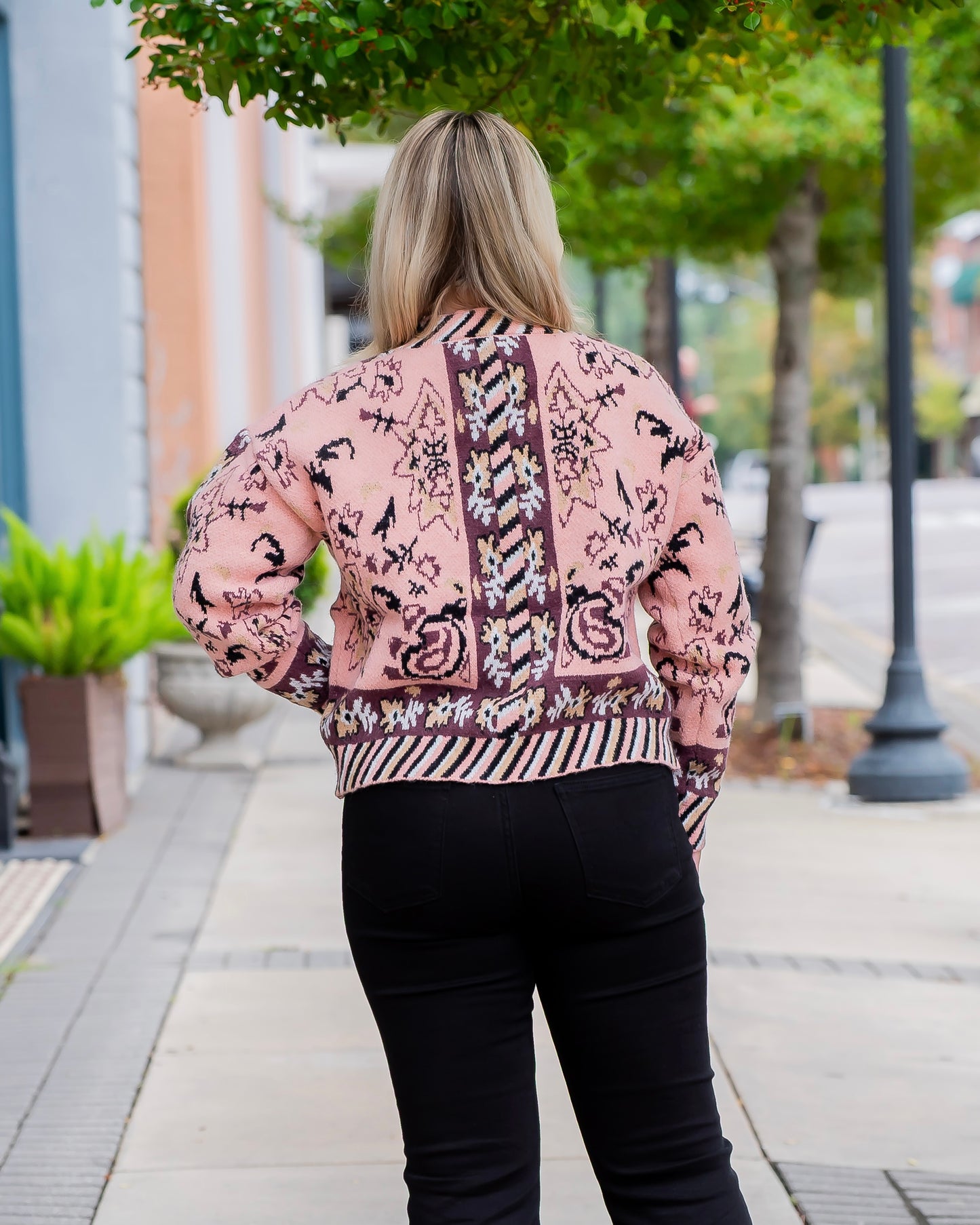 Lancaster Paisley Knit Cardigan-Peach Multi