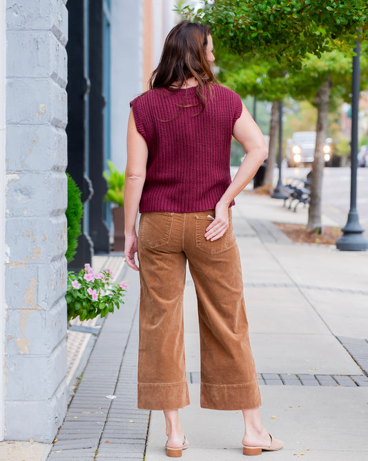 Courtney High Rise Crop Cords -Teddy Bear