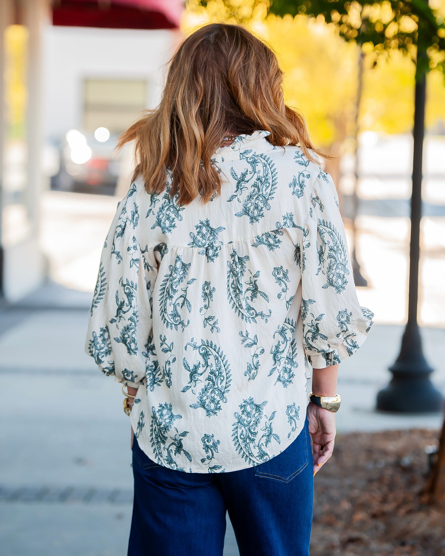 Carlisle Paisley Printed Top-Navy