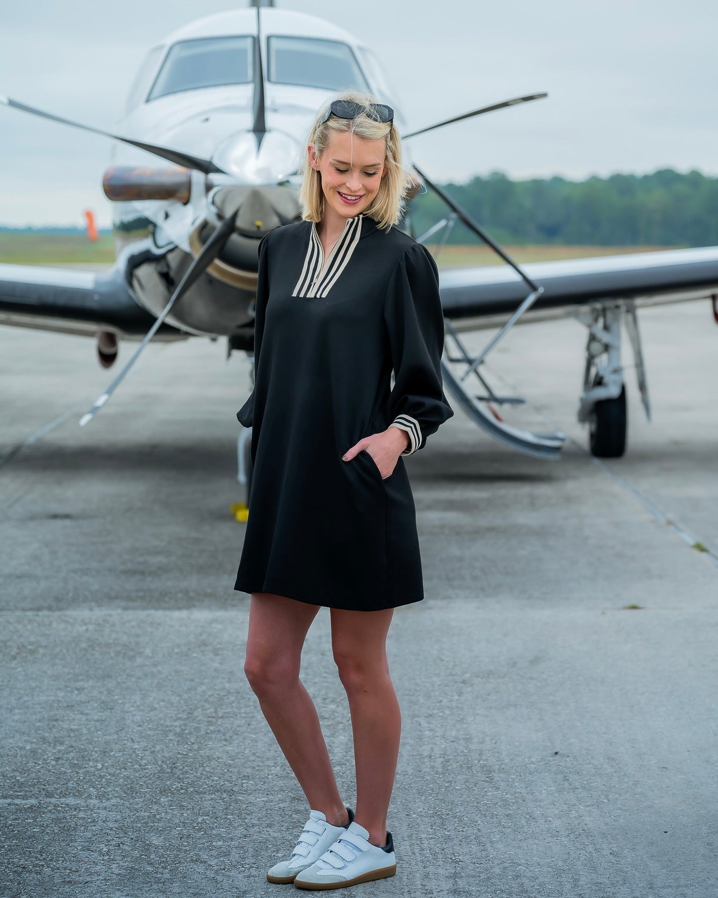 Ballard Zip Front Dress - Black