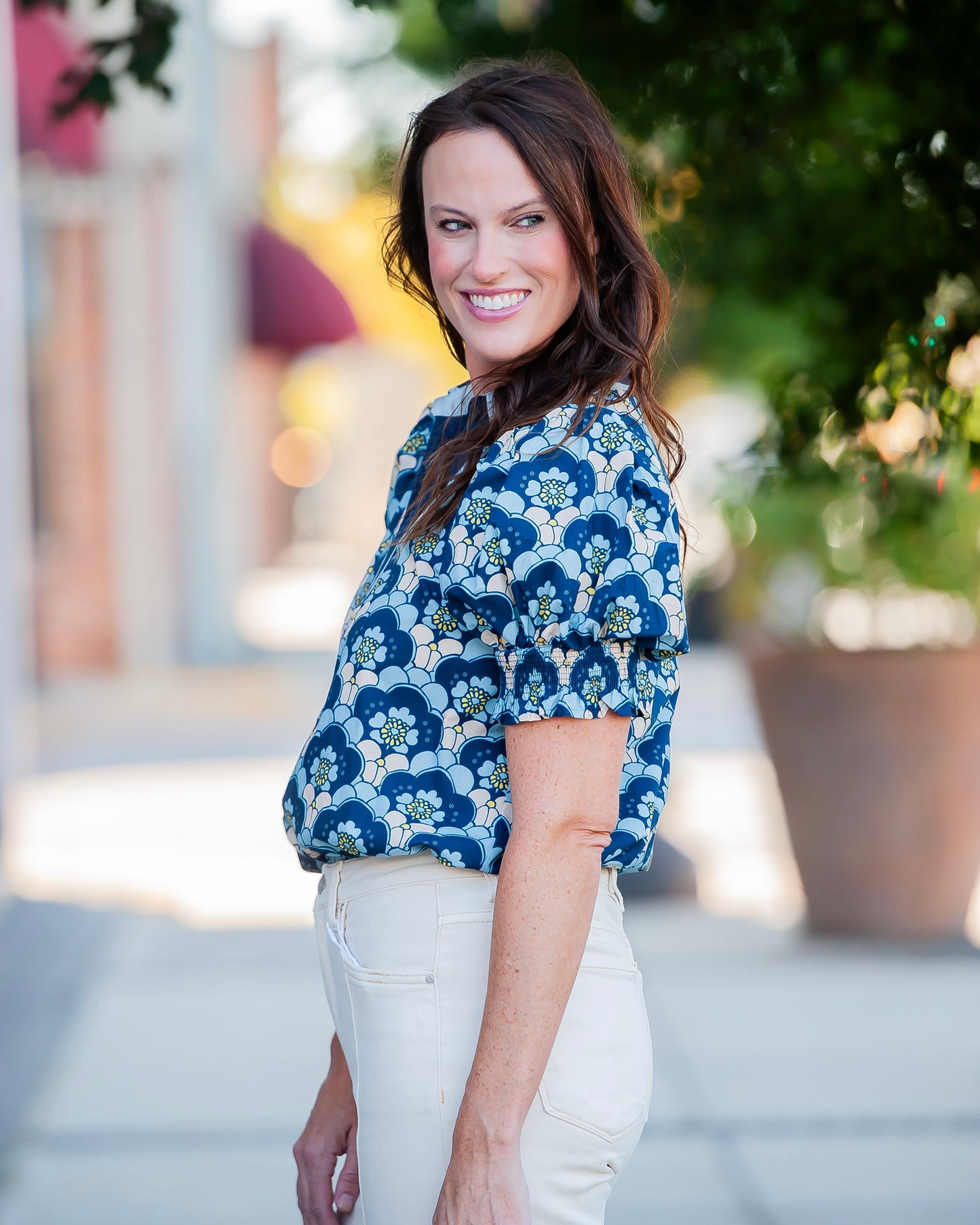 Sandra Navy Floral Top