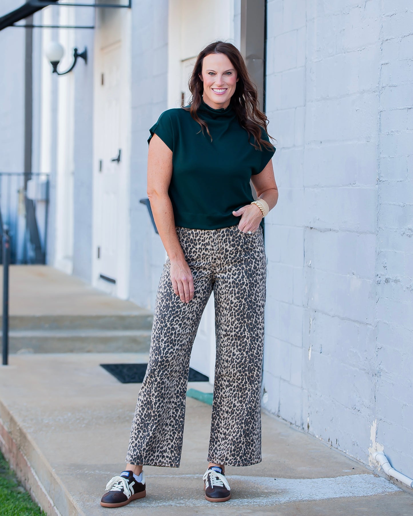 Just Black High Rise Vintage Jeans in Leopard