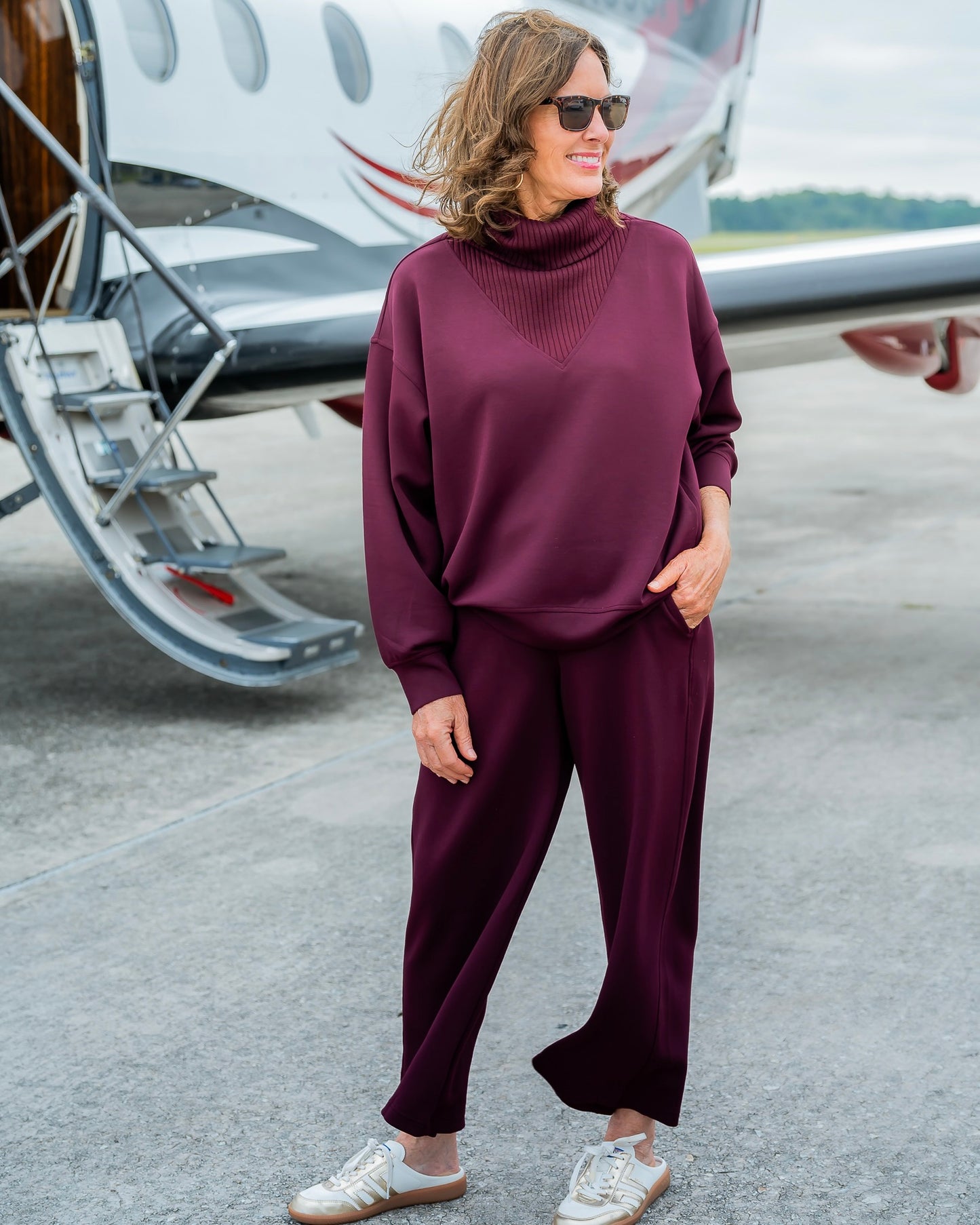 Effortlessly Elevated Crop Pant-Wine