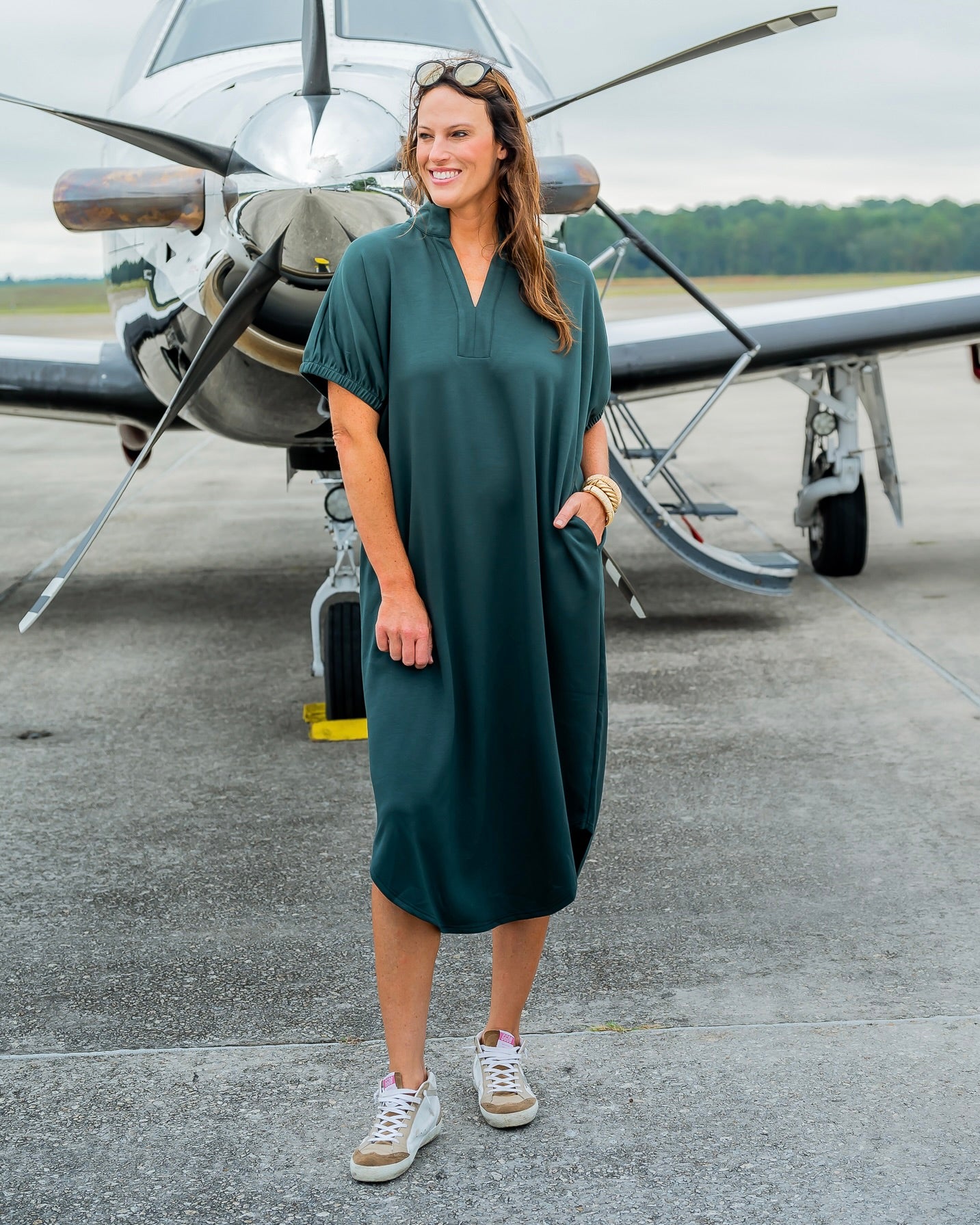 Riverdale Midi Dress - Forest Green