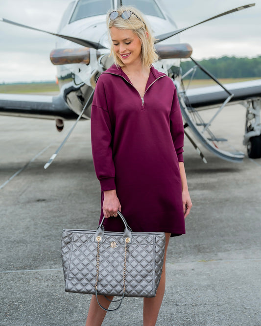 Adele Butter Soft Zip Front Dress-Burgundy