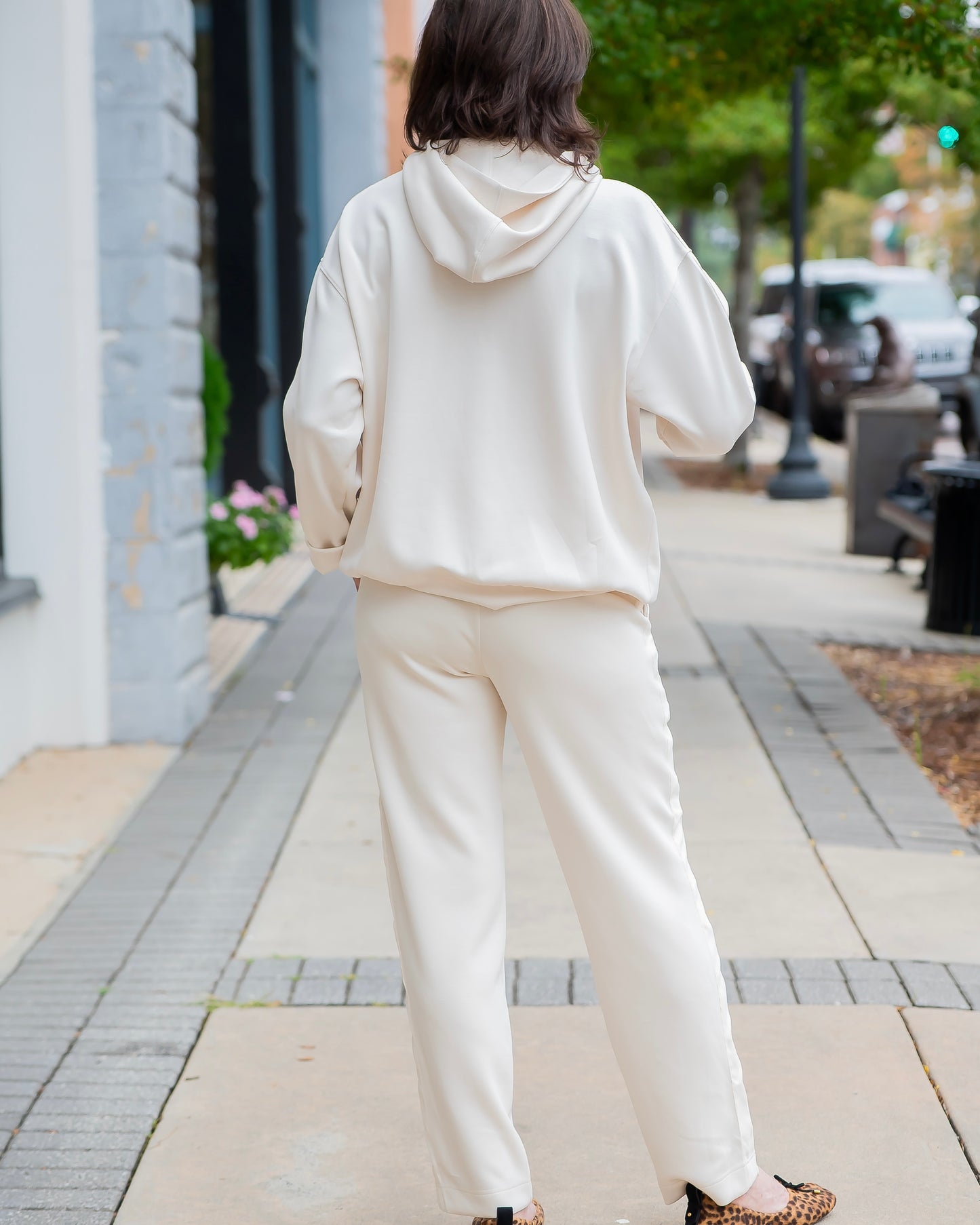 Valli Satin Trim Lounge Pants-French Vanilla