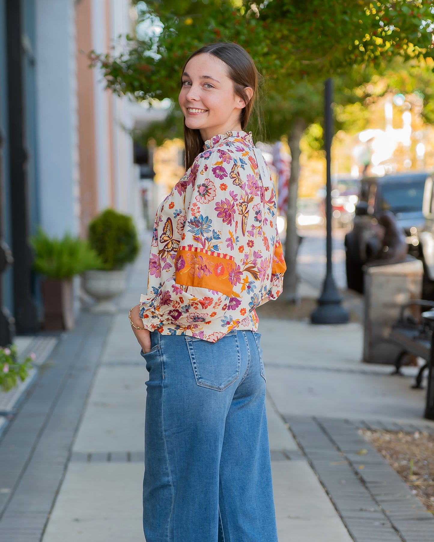 Missy Floral Border Print Top