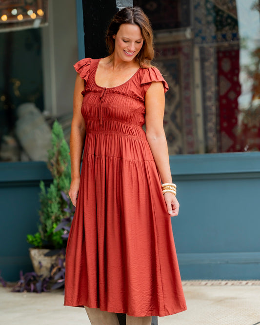 Sienna Ruffle Sleeve Midi Dress