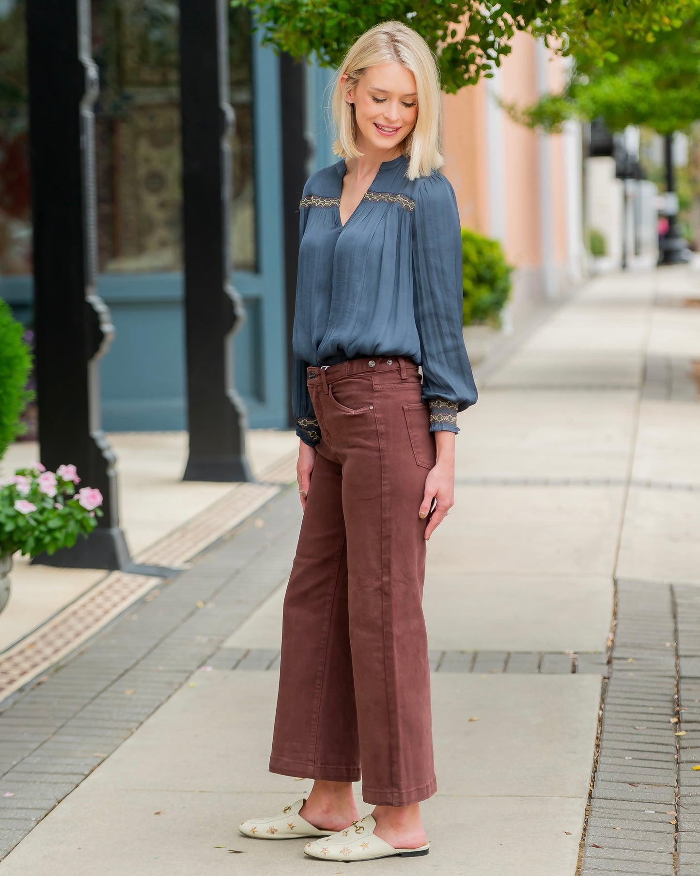 Veronica High Rise Crop Jean - Brown