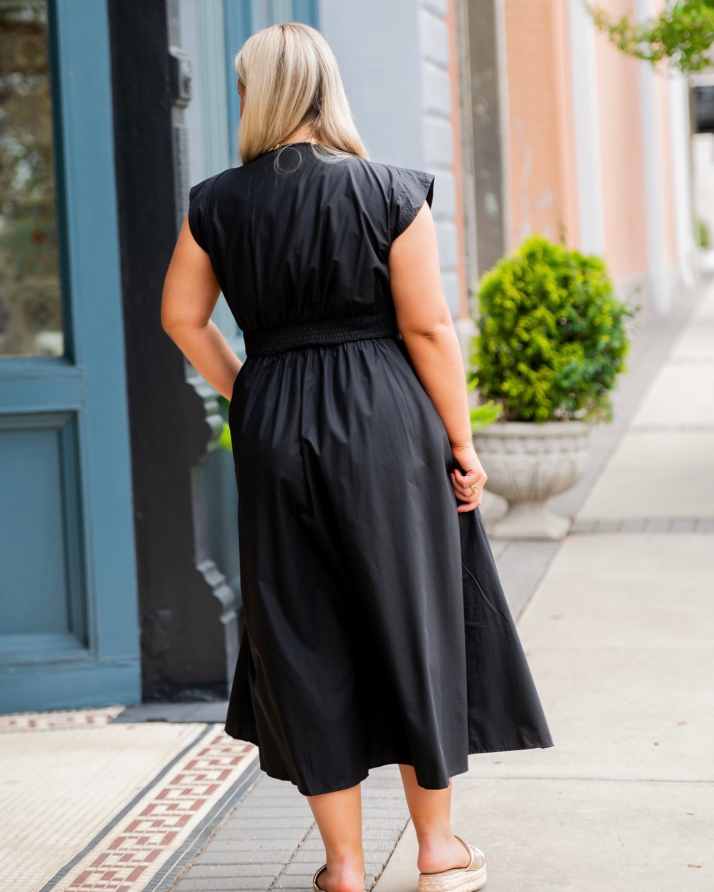 Portland Front Zip Midi Dress-Black