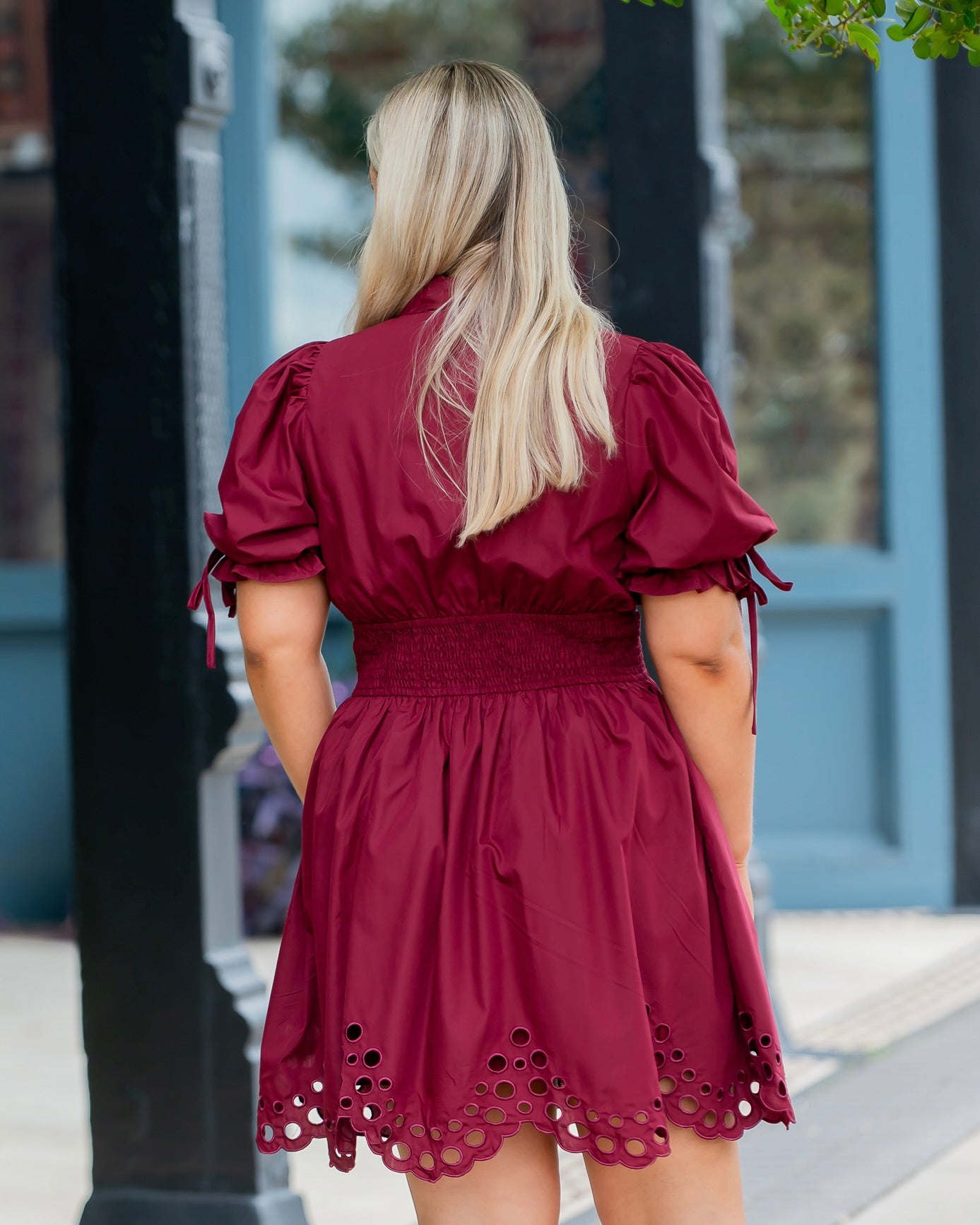 Leeds Zip Front Dress - Burgundy