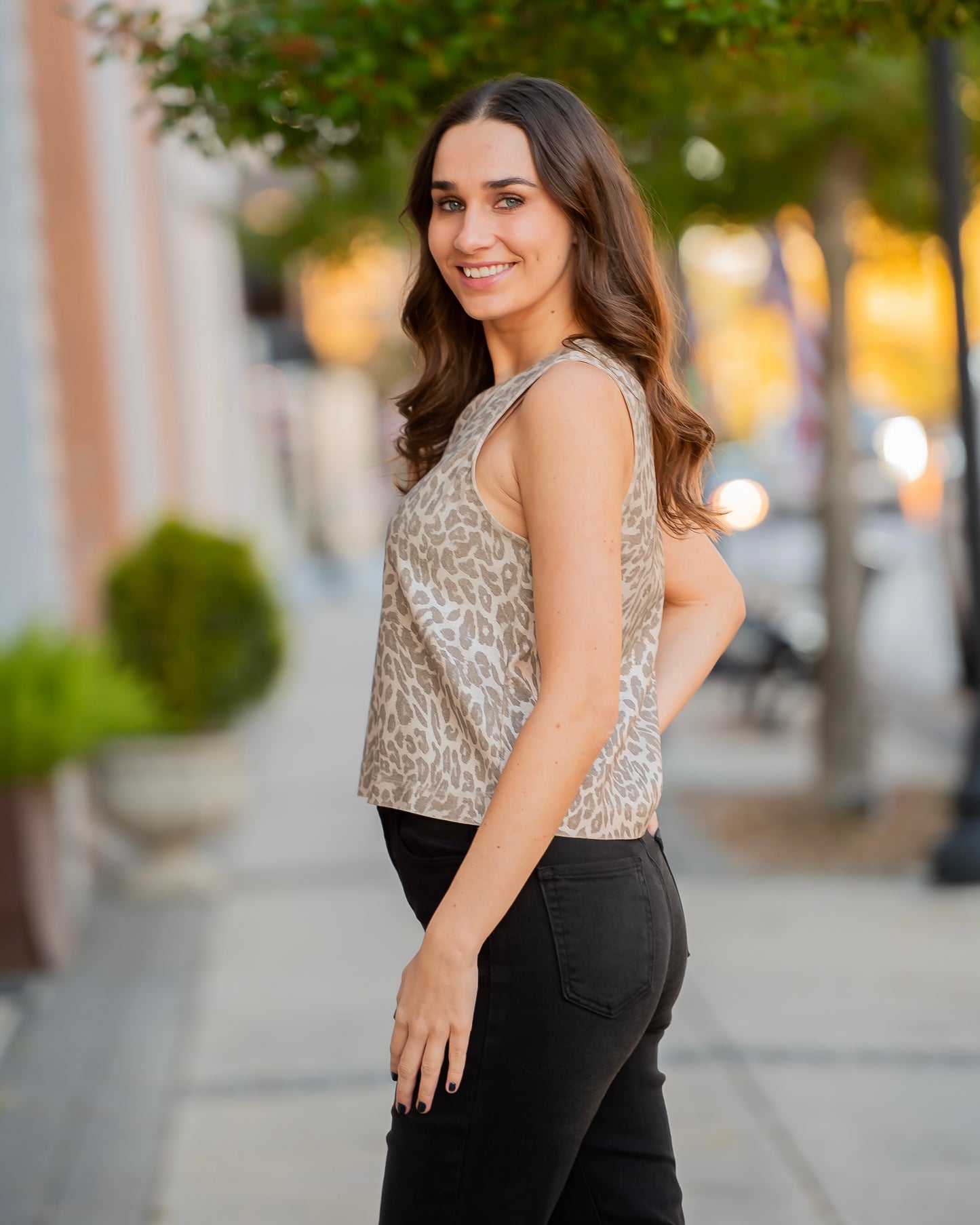 Mary Metallic Animal Print Top