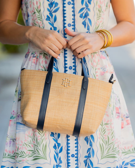 Georgie Mini Tote Natural Navy