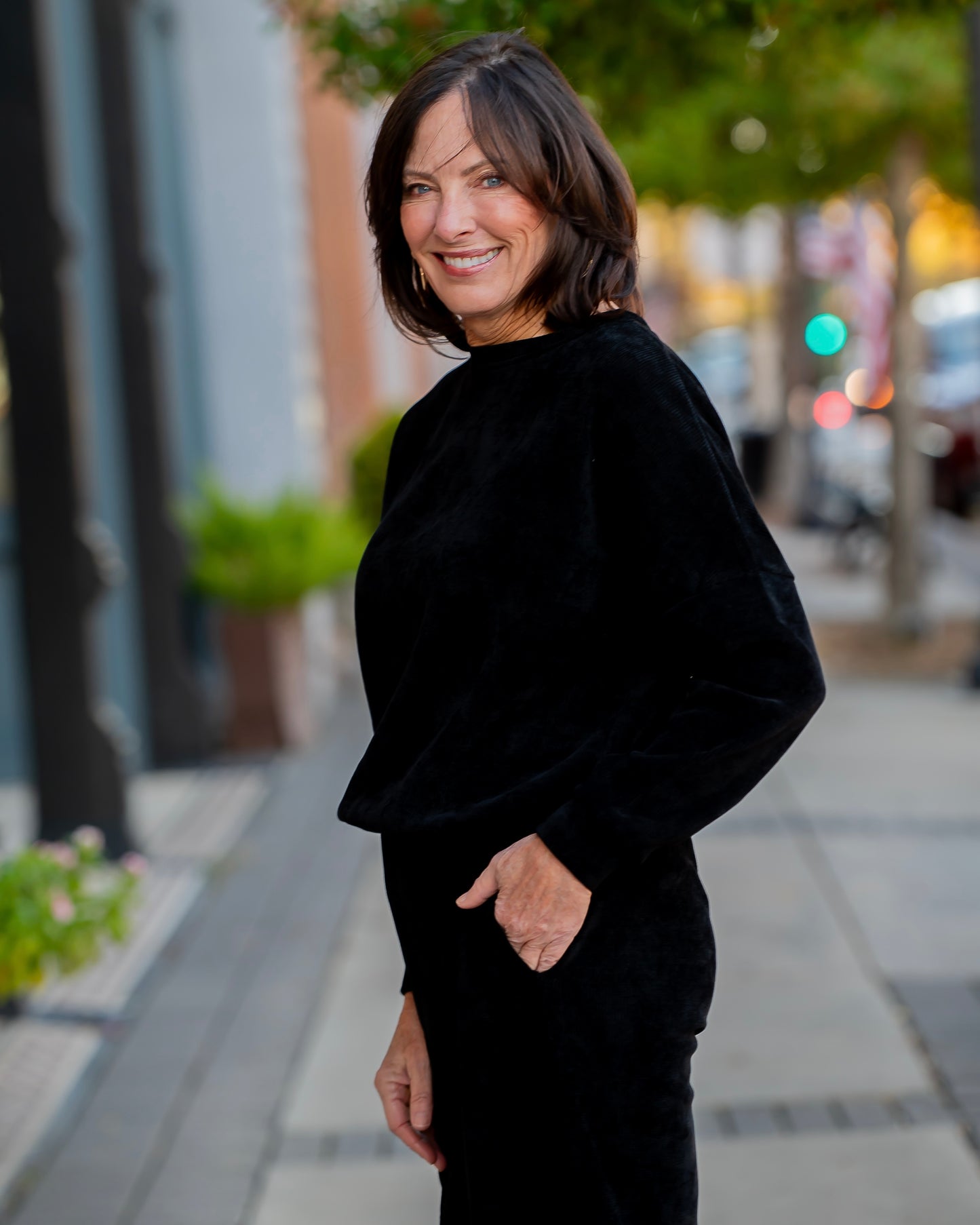 Noelle Waffle Print Top - Black