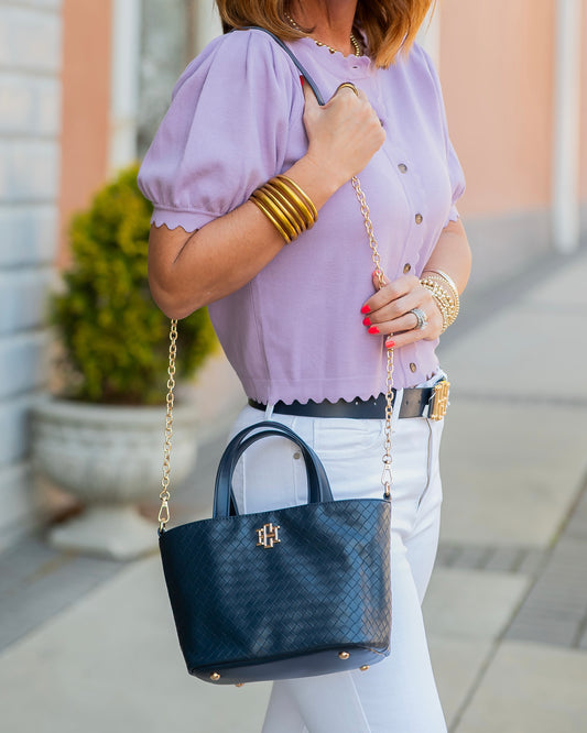 Maren Mini Tote Woven Navy