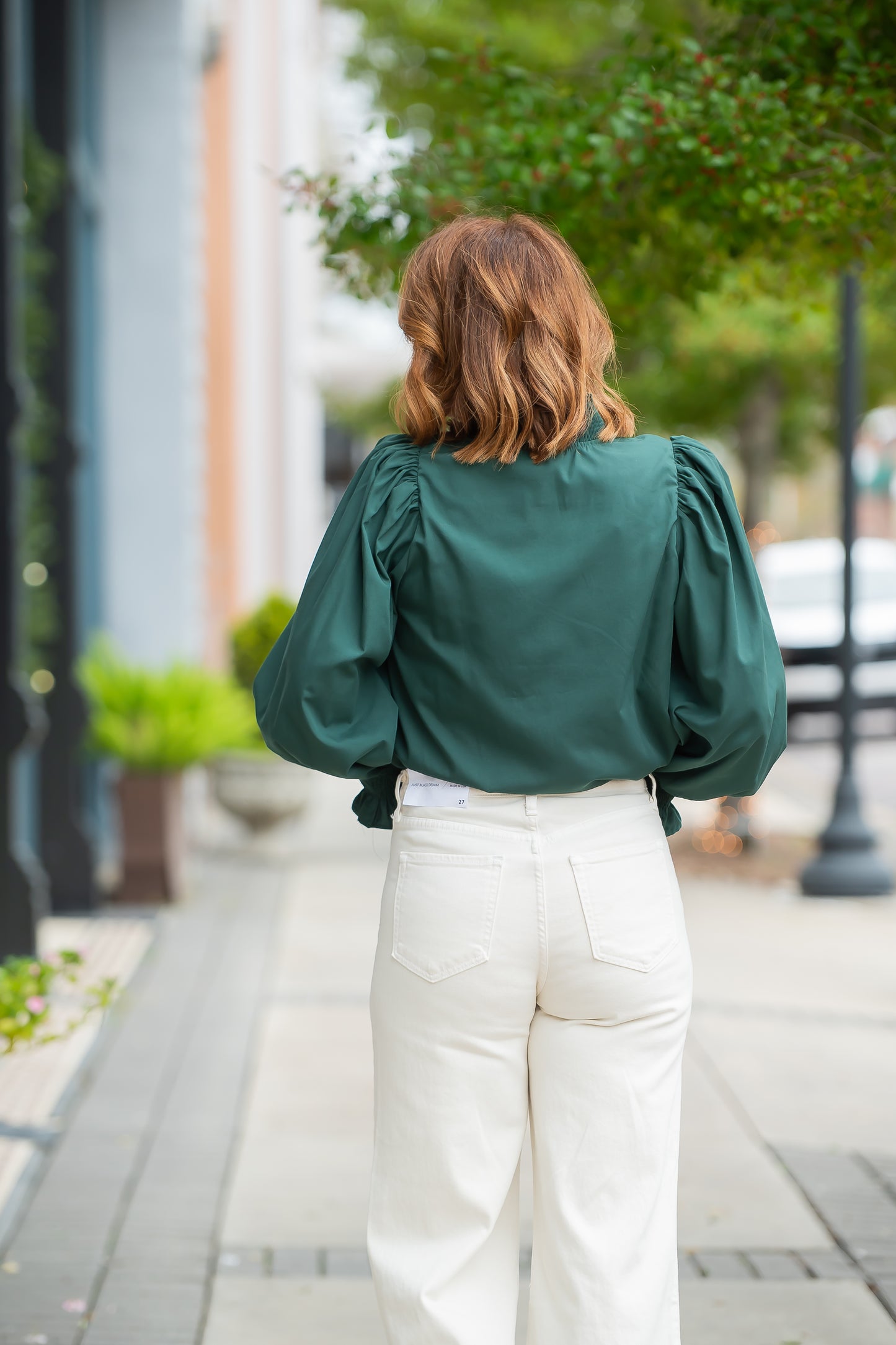 Libby Leopard Trimmed top- Hunter Green