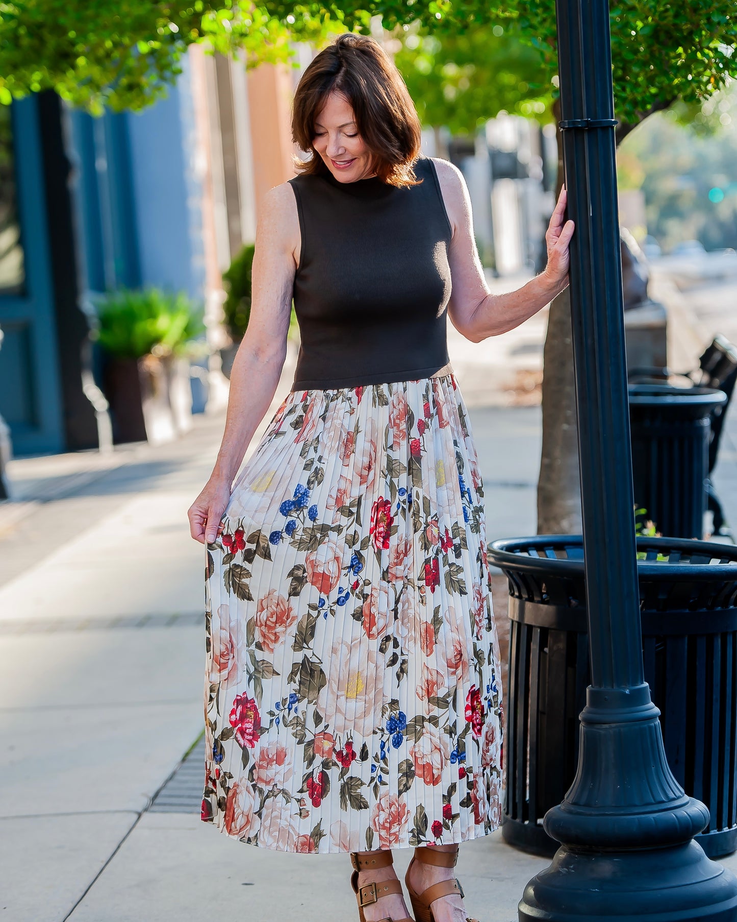 Posey Pleated Floral Midi Dress