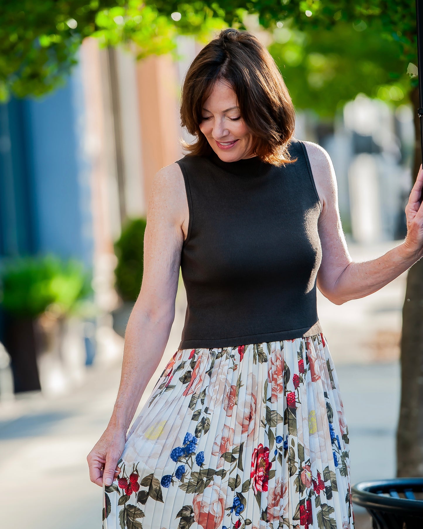 Posey Pleated Floral Midi Dress