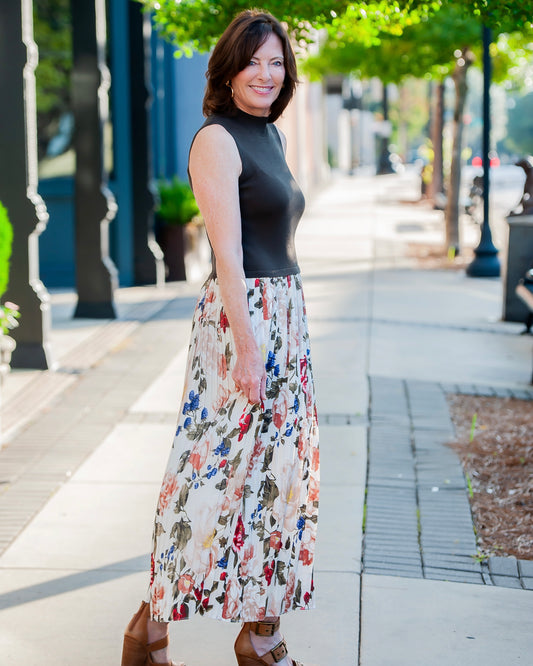 Posey Pleated Floral Midi Dress