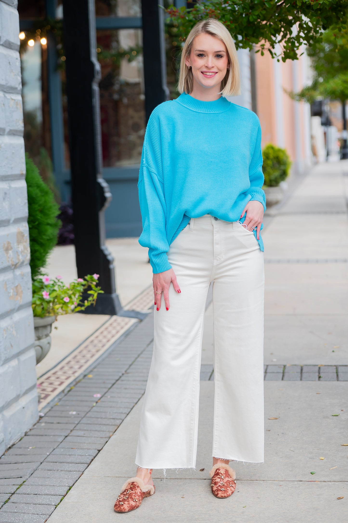 Wray Oversized Sweater-Aqua