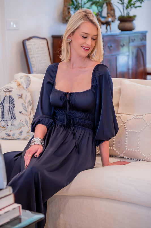 Francey Ruched Dress - Navy