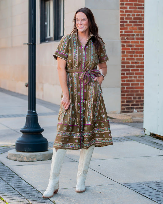 Carlton Printed Button Up Dress