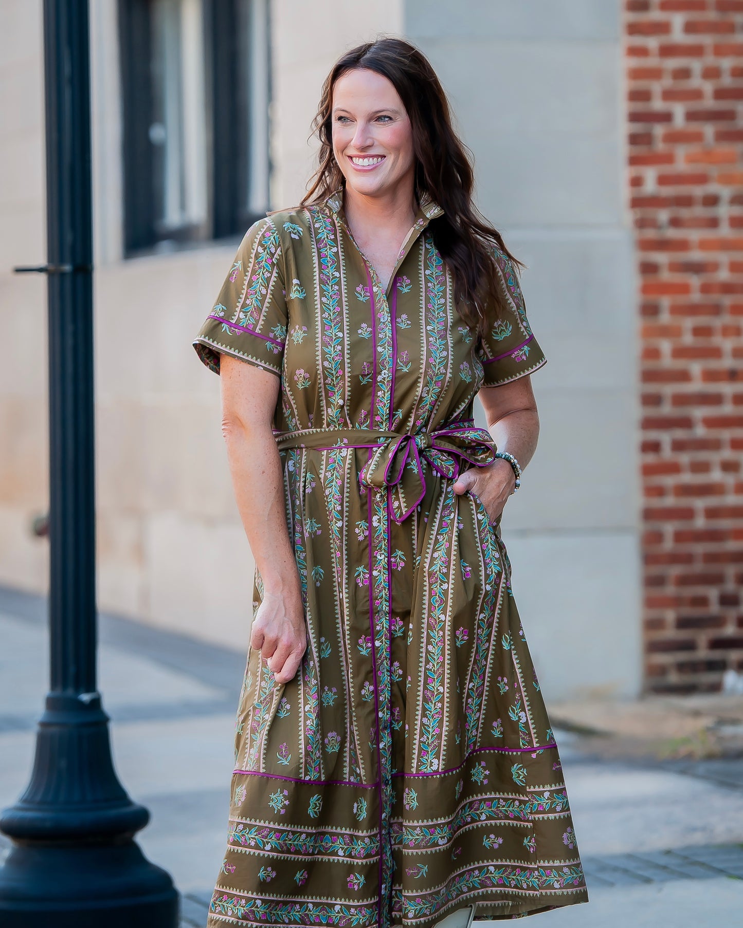 Carlton Printed Button Up Dress