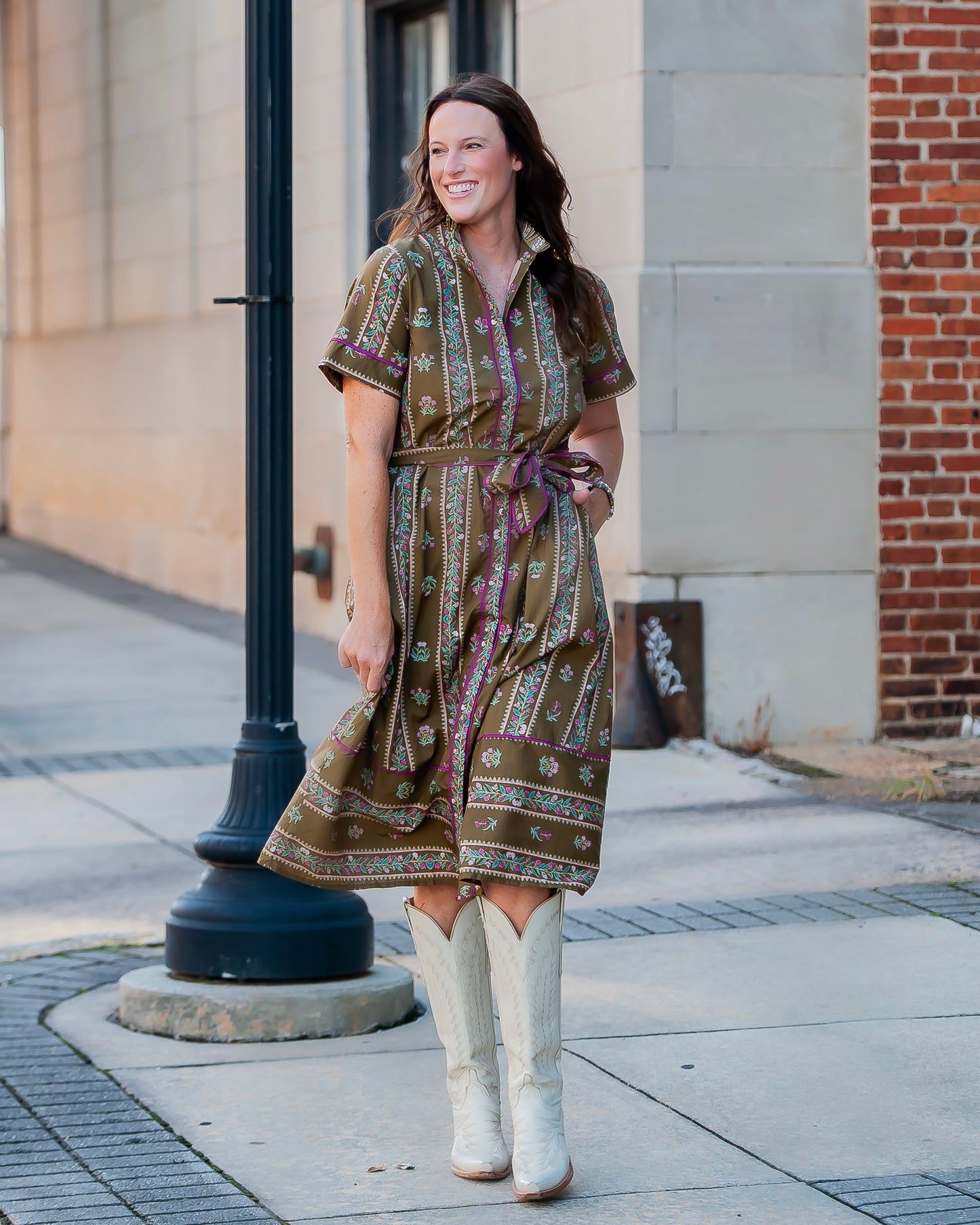 Carlton Printed Button Up Dress