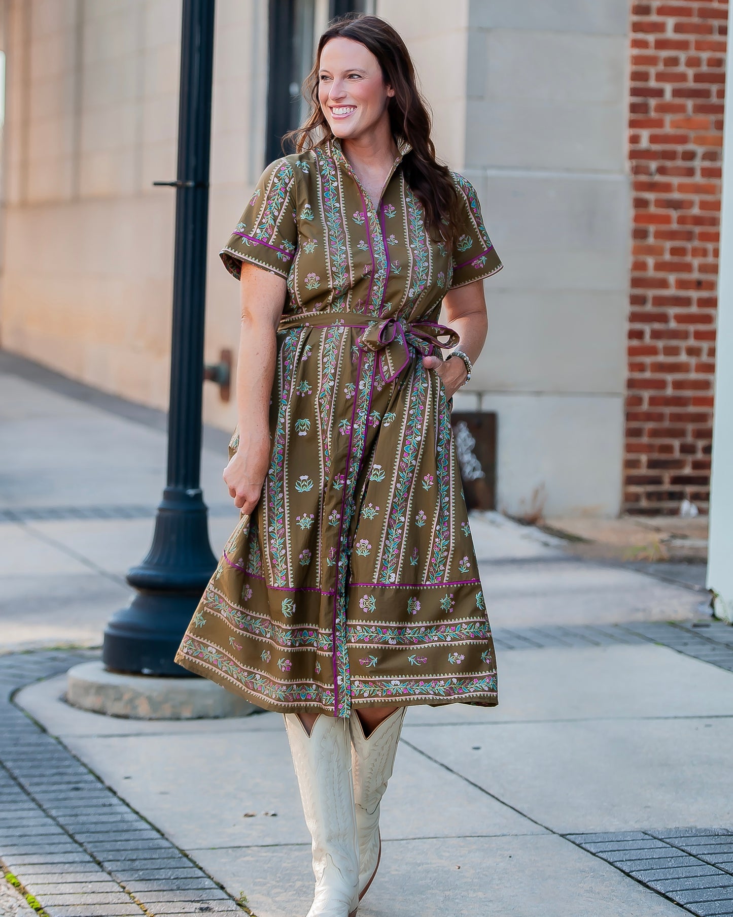 Carlton Printed Button Up Dress