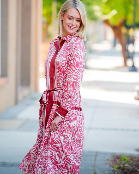 Alice Ann Animal Print Shirt Dress
