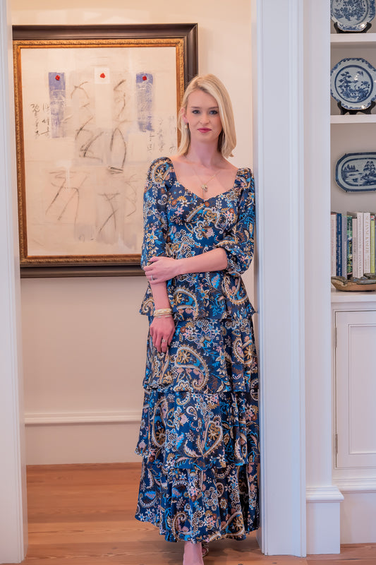 Regina Satin Tiered Maxi