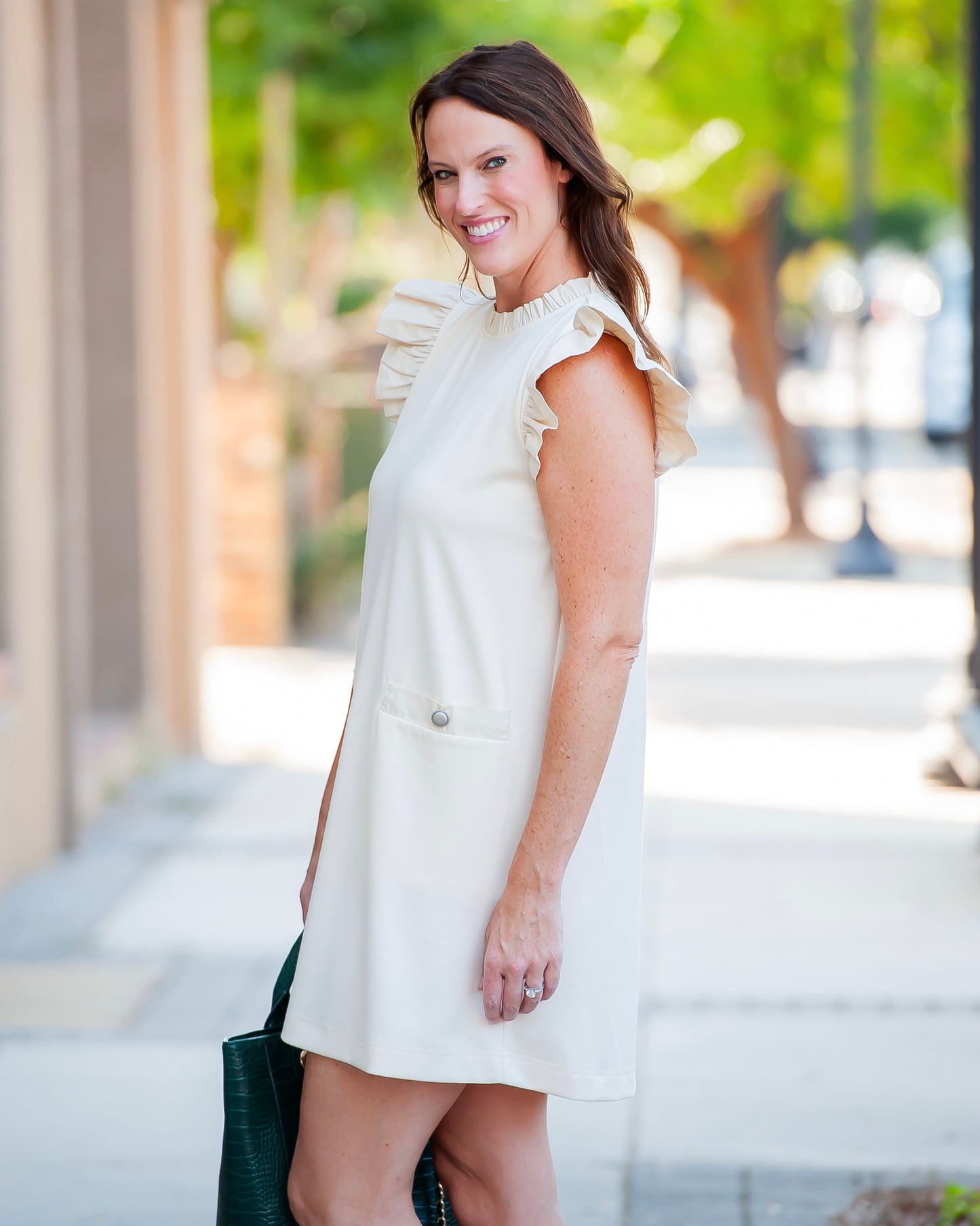 Diana Ivory Flutter Sleeve Dress