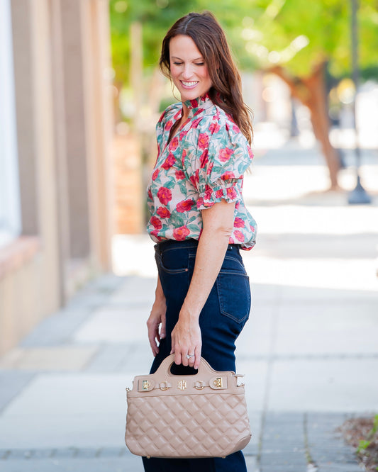 Fall Flowers Blush Floral Print Top