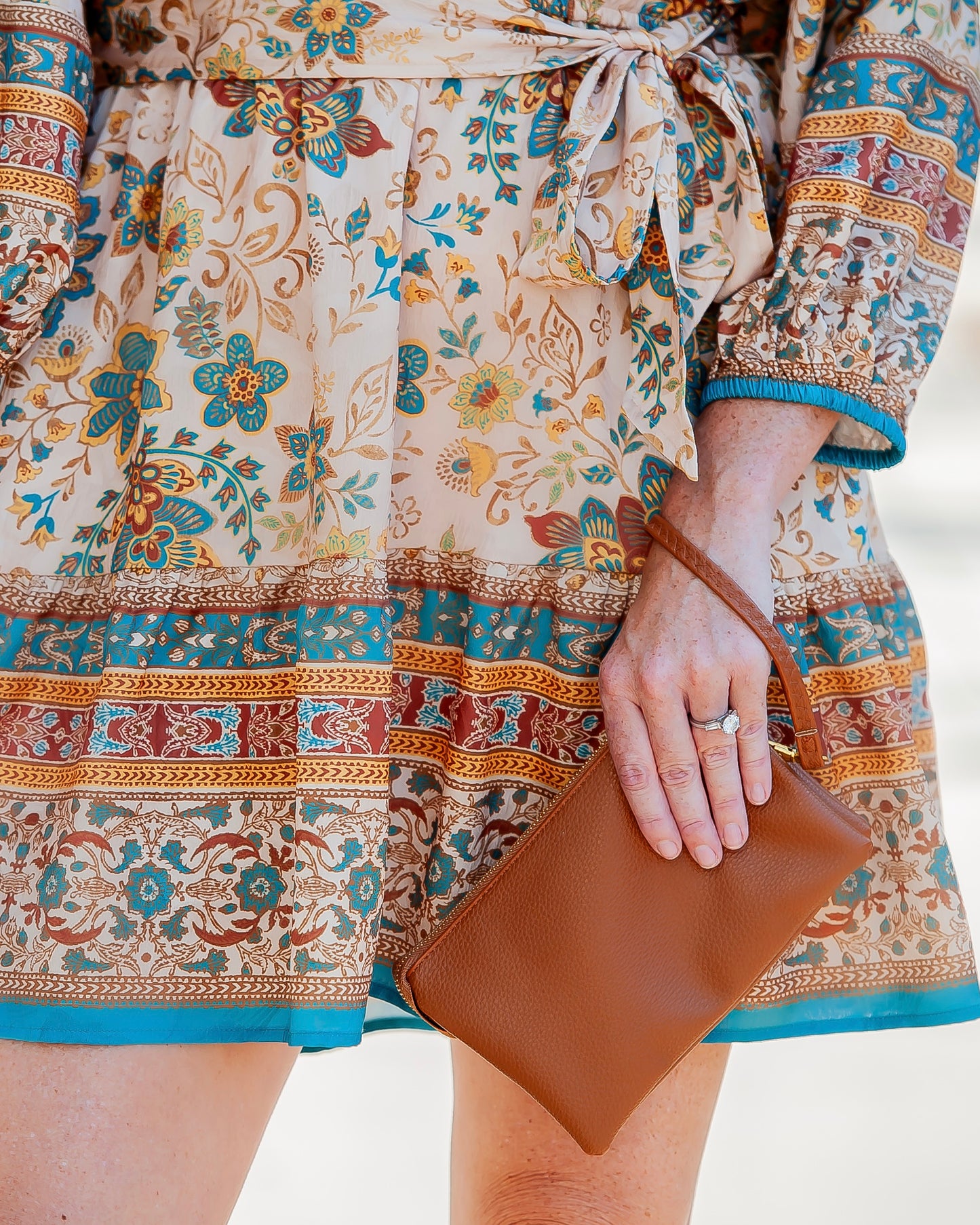 Ivey Floral Print Dress with Belt