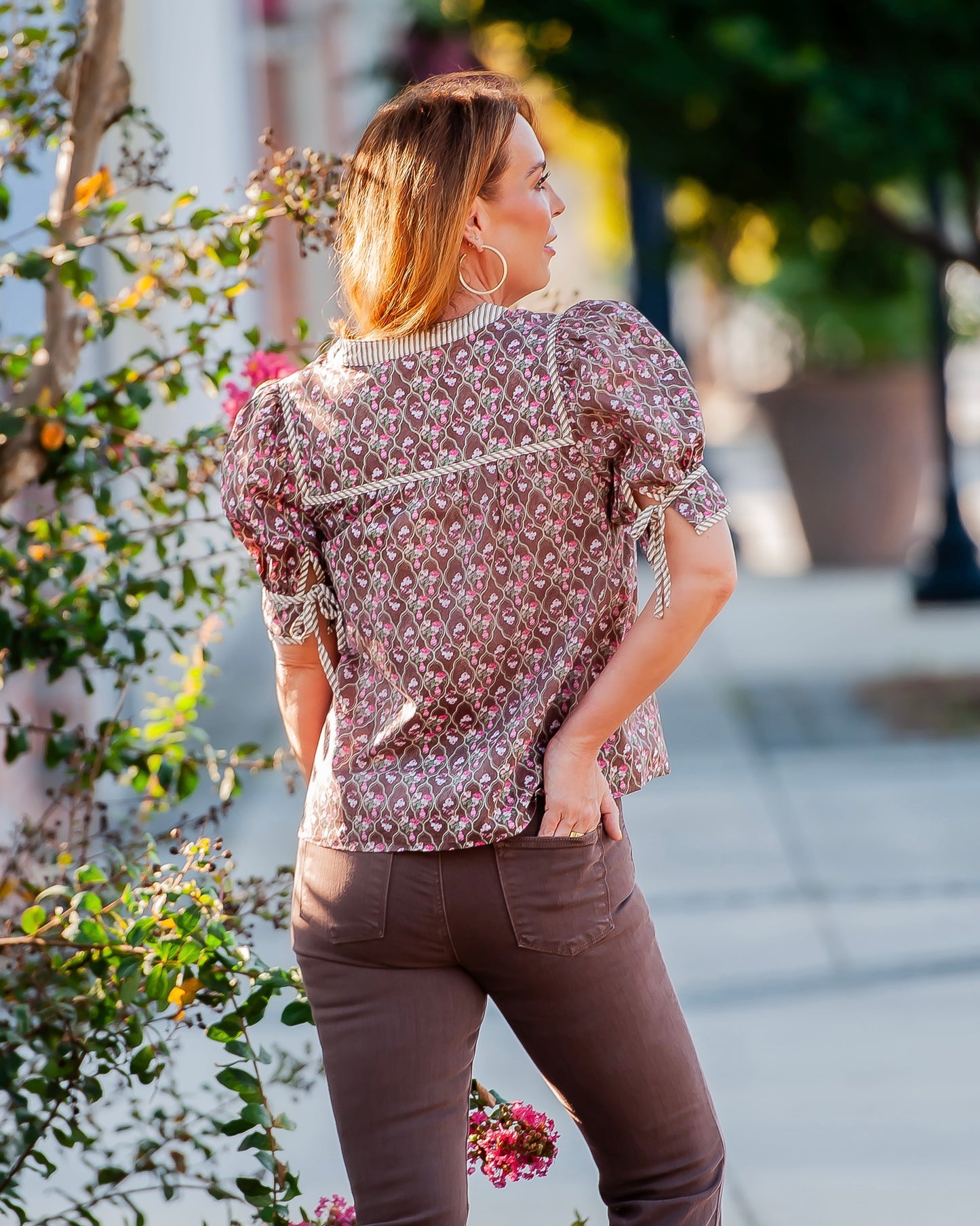 Carmen Brown Floral Print Top